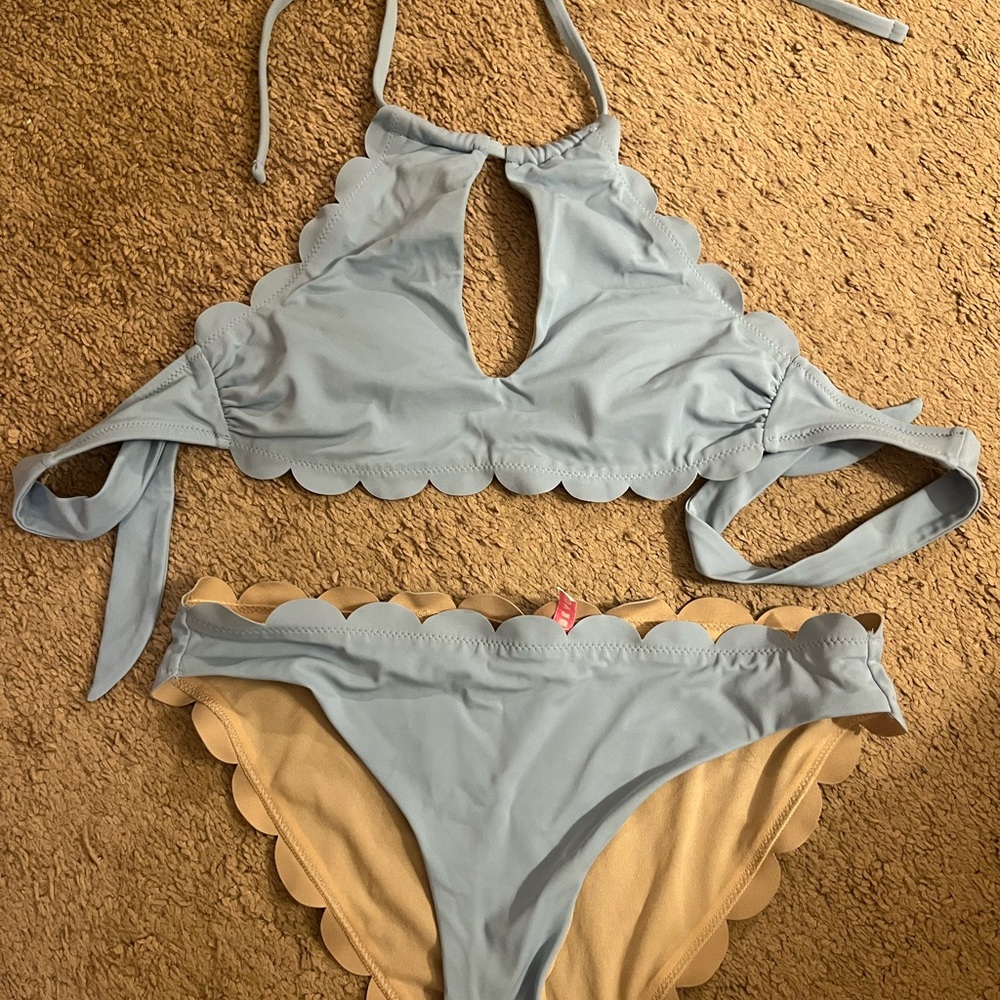 Light Blue Scalloped Bikini Set